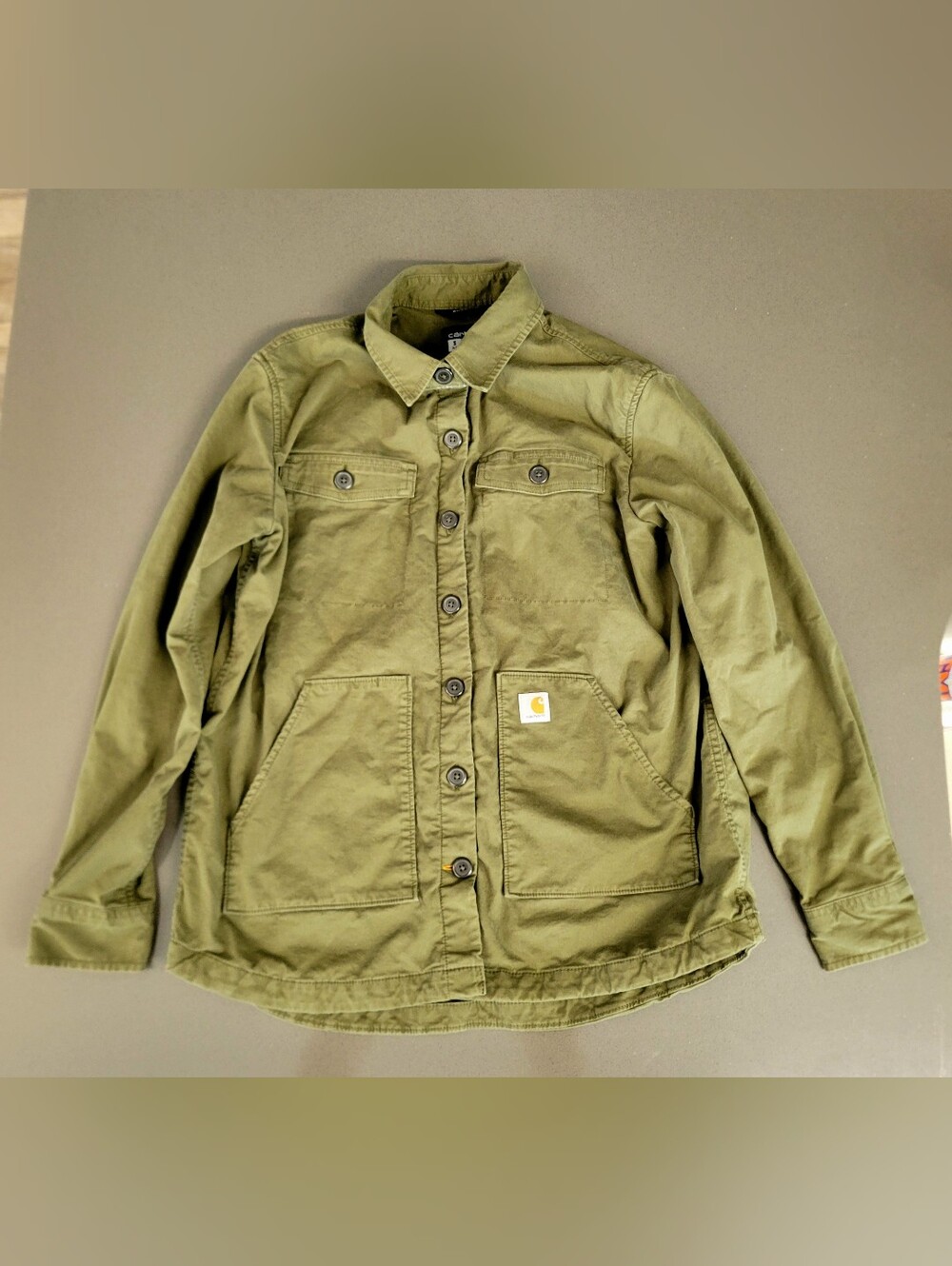 Carhartt Women’s Rugged Flex Loose Fit Twill Lined Overshirt-Basil Green
